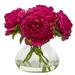 Nearly Natural Peony Artificial Arrangement in Glass Vase