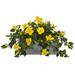 Nearly Natural Hibiscus Artificial Plant in Stone Planter