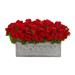 Nearly Natural 18 in. Geranium Artificial Plant in Stone Planter - Red