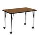 Flash Furniture Mobile 30 W x 48 L Rectangular HP Laminate Adjustable Leg Activity Table Oak Oak Finish