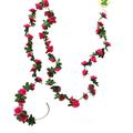 iOPQO Artificial flowers Flower Garland Fake Rose Vine Artificial Flowers Hanging Rose Ivy Hanging Basket 2.5m 45 Flowers (Rose Red + Rose Red) E