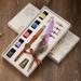 1 Set Gear Decoration Quill Pen Set Nice-looking Wood Glittering Signature Quill Pen Ink Set for Students Red Wood Feath