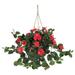 Nearly Natural 24in. Hibiscus Hanging Basket Red