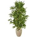 Nearly Natural 5 H Bamboo Artificial Tree in Sand Colored Planter (Real Touch) UV Resistant (Indoor/Outdoor)