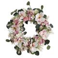Nearly Natural Plastic All Occasion Hydrangea Magnolia Artificial Wreath 20 (Multicolor)