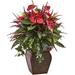 Nearly Natural Anthurium Mixed Plant with Planter