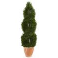 Nearly Natural 4.5 ft. Double Pond Cypress Topiary Artificial Tree in Terracotta Planter UV Resistant (Indoor/Outdoor)