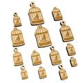 Bird Cage with Bird Wood Mini Charms Shapes DIY Craft Jewelry - No Hole - 12mm (26pcs)