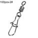 50/100Pcs Swivel Fishing Connector Stainless Steel Hook Fast Rolling Clip Snaps - 1# 2# 3# 4# 5# 6# 7# 8# 10# 12# 14# 1/0 2/0 3/0 (Optional)
