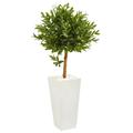Nearly Natural 4 Olive Topiary Artificial Tree White Planter UV Resistant