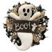 Halloween Wreaths for Front Door Outside Ghost Boo Wreath with Head and Tail ghosts Halloween Welcome Wreath Hanger Decor for Outdoor Haunted House 16inch