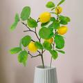 Vnanda 3Packs Artificial Lemon Branch Vivid Yellow Artificial Lemon Branch Home Party Garden Without vase Decoration