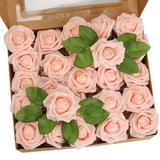 Luxtrada Foam Fake Roses Artificial Rose Flowers for DIY Wedding Party Home Decorations Pink 50PCS