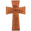 LifeSong Milestones 40th Wedding Anniversary Cherry Wood Wall Cross Gift for Couple