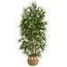 64 Artificial Bamboo Artificial Trees in Wood Cotton Planter by Nearly Natural