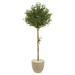 Nearly Natural Olive 5 ft. Topiary Artificial Tree in Sand Stone Planter