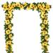 Morttic 2 Pack Artificial Yellow Sunflower Garland Silk Sunflower Vine Artificial Flowers with Green Leaves for Home Garden Wedding Table Decor