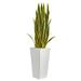 Nearly Natural 4 in. Sansevieria Artificial Plant in White Tower Planter