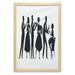 Cocktail Party Wall Art with Frame Silhouette of People Dressed in 1950s Fashion at the Party Socializing Printed Fabric Poster for Bathroom Living Room 23 x 35 Black and White by Ambesonne