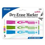 BAZIC Dry Erase Marker Bright Color Chisel Tip Whiteboard Markers (3/Pack) 1-Pack