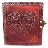 Leather embossed journal personal organizer diary sketchbook with clasp unlined handmade bound scrapbook to draw write for men & women