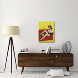 East Urban Home 'Mid-Century Pin-Ups Joker Magazine Fishin n Funny' Print on Wrapped Canvas Metal in Red/Yellow | 32 H x 24 W x 1.5 D in | Wayfair