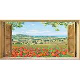 Finestra su campo di papaveri Poster Print by Andrea Del Missier (24 x 48)