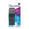 Paper Mate Flair Porous-Point Pens Medium Point 1.0 mm Black Barrel Black Ink Pack Of 4