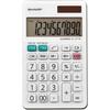 Sharp EL-377WB 10 Digit Professional Handheld Calculator Extra Large Display Durable Plastic Key Dual Power 4-Key Memory Angled Display Sign Change Independent Memory - 10 Digits - LCD - White