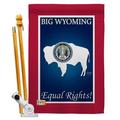 Breeze Decor BD-SS-HS-108189-IP-BO-D-US13-BD 28 x 40 in. Vertical Wyoming Americana States Impressions Decorative Double Sided House Flag Set with Pole & Bracket Hardware