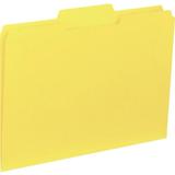 Business Source 1/3 Tab Cut Letter Recycled Top Tab File Folder - 8 1/2 x 11 - Top Tab Location - Assorted Position Tab Position - Yellow - 10% Recycled - 100 / Box | Bundle of 5