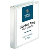 Business Source Basic D-Ring White View Binders - 1 1/2 Binder Capacity - Letter - 8 1/2 x 11 Sheet Size - D-Ring Fastener(s) - Polypropylene - White - 1.12 lb - Clear Overlay - | Bundle of 5 Each