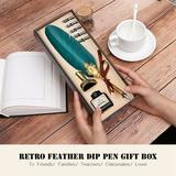 YLSHRF Quill-Pen Retro Classical Fountain Pen Old European Style Feather Dip Writing Pen Ink Bottle Set Gift Box Sign Pen