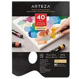 Arteza Disposable Palette Paper Pad 9x12 Inch 40 White Sheets 54 lb Glue-Bound Bleed-Proof Paint Palette with Thumb Hole for Oil Paint Acrylics Watercolors & Gouache