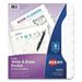 Write And Erase Durable Plastic Dividers With Pocket 8-Tab 11.13 X 9.25 White 1 Set | Bundle of 10 Sets