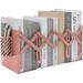 Expandable Metal Bookends Adjustable Book Ends with Detachable Pen Container(Pink)