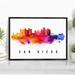 Pera Print San Diego Skyline California Poster San Diego Cityscape Painting Unframed Poster San Diego California Poster California Home Office Wall Decor - 27x40 Inches