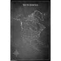 Chalk Map - North America Wall Poster 22.375 x 34