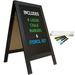 Large Sturdy 40 x 20 Wooden A-Frame Chalkboard 4 Liquid Chalk Markers & Stencil Set; Sidewalk Chalkboard Sandwich Board Standing Sign A Frame Restaurant Message Board(Black)