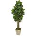 Nearly Natural T1031 63 in. Rubber Leaf Artificial Tree in Country White Planter