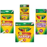 Crayola Crayons (24 Count) Crayola Colored Pencils in Assorted Colors (12 Count) Crayola (10ct) Classic Fine Line Markers and Crayola (10ct) Classic Broad Line Markers Holiday Bundle