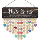 Wall Hanging This Is Us Family Birthday Calendar Birthday Reminder with Round Heart Tags Christmas Presents for Grandma Mother Ha