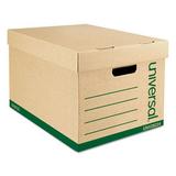 Universal UNV28224 Recycled Heavy-Duty Record Storage Box Letter/Legal Files Kraft/Green 12/Carton