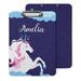 Printtoo Personalized Gift For Kids Decorative Clipboard for Girls Office School Hardboard Letter Size w/ Low Profile Clip w/ Free Marker & Eraser Unicorn-9x12.5 Inch