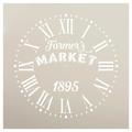 Round Clock Stencil Roman Numerals - Farmers Market Letters - DIY Painting Vintage Rustic Farmhouse Country Home Decor Walls - Select Size 22