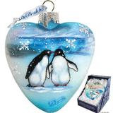 G Debrekht Holiday Splendor Penguins Pals Heart Holiday Shaped Ornament Glass in Black/Blue/White | 3.5 H x 3 W x 3 D in | Wayfair 73431