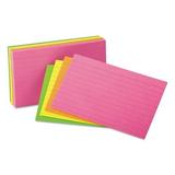 Ruled Neon Glow Index Cards 5 X 8 Assorted 100/pack | Bundle of 10 Packs