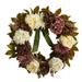 Nearly Natural W1123 24 in. Peony Dahlia & Hydrangea Artificial Wreath