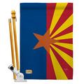 Breeze Decor BD-SS-HS-108239-IP-BO-D-US14-BD 28 x 40 in. Vertical Arizona State Americana States Impressions Decorative Double Sided House Flag Set with Pole & Bracket Hardware