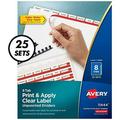 Avery 8-Tab Unpunched Binder Dividers Easy Print & Apply Clear Label Strip Index Maker White Tabs 25 Sets (11444)